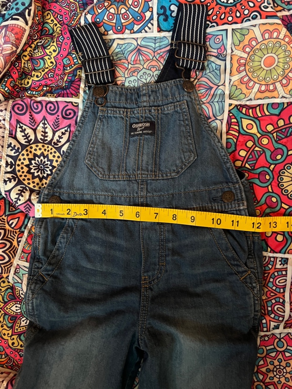 OshKosh B'gosh Blue Denim Men's Relaxed Jeans with Navy Striped Suspenders - Picture 5 of 6